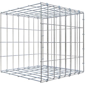 Gabiona Anbaukorb Typ 2, 40x40x40 cm, Maschenweite 5x10 cm, Drahtgitter, galvanbeschichtet.