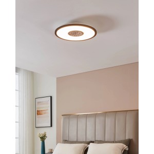 Eglo LED-Deckenleuchte Marmorata, Ø 45 cm, schwarz-weiß mit Sternenhimmel-Effekt.
