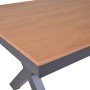 Rechteckiger, braun-schwarzer Gartentisch Silea (93,5x173cm) mit Holzplatten-Optik und robustem Aluminiumgestell.