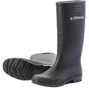 Schwarze Terrax Workwear PVC Stiefel, Größe 41, mit hohem Schaft und robuster Profilsohle.