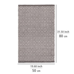 Wenko Badematte Turpan, 50x80 cm, dunkelgrau-weiß mit geometrischem Rautenmuster, rutschhemmend.