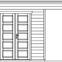 Skan Holz Gartenhaus Venlo 2, schiefergrau, 380x250 cm, mit Doppeltür und Anbau. Holz-Gartenhaus.