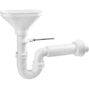 Weißer Geruchsverschluss mit Trichter, 1 1/2 x 50 mm, für Siphonanschlüsse.