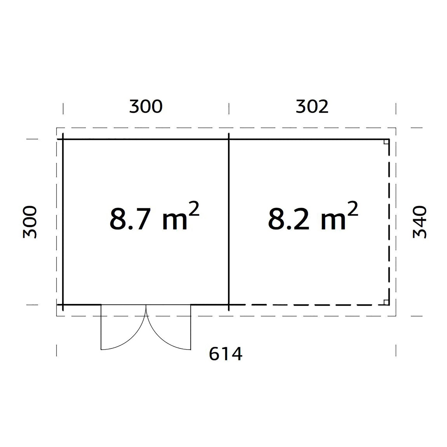 Palmako Ella Holz-Gartenhaus Grau Flachdach Tauchgrundiert 592 cm x 300 cm_6