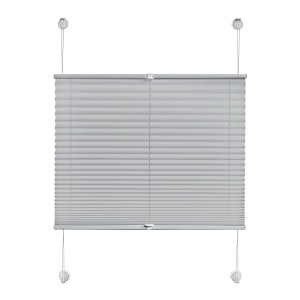 Graues GARDINIA Plissee Vacufix 100x130cm mit Saugnäpfen, bohrfreie Montage, lichtdurchlässig.