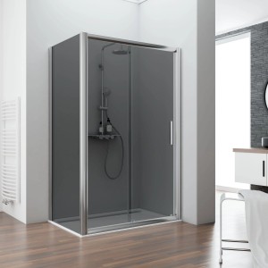 Schulte Seitenwand für Schiebetür Kristall/Trend, Chromoptik, Grau Anthrazit, 200x90cm.