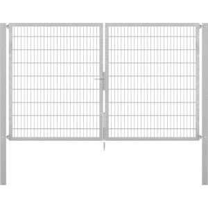 Doppeltor Flexo Plus, 300x180 cm, feuerverzinkt, mit Doppelstabmatte und Pfosten. Ideal für Gartenzäune.