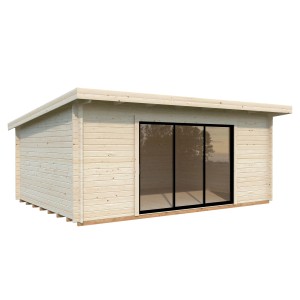 Palmako Gartenhaus Lea Slide Plus, naturbelassen, mit Schiebetüren und Fußboden. Holz-Gartenhaus.