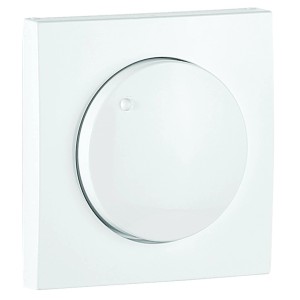 Weiße Logus Abdeckung für Dimmer aus Kunststoff.