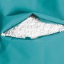 Detailaufnahme: Blauer Sitting Point Sitzsack Brava mit EPS-Perlen Füllung durch Reißverschluss sichtbar.