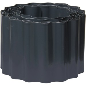 Bellissa Rasenkante Welle, anthrazit, 5m x 14cm, für saubere Rasenbegrenzung.