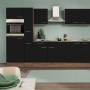 Respekta Küchenzeile KB300EYS, 300 cm, Schwarz Seidenglanz/Eiche York Nachbildung, mit E-Geräten.