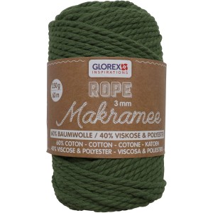 Glorex Makramee Rope 3 mm 250 g Gedreht Oliv