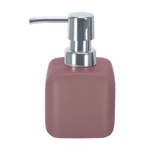 Kleine Wolke Cubic Seifenspender in Beere, eckig mit Chrompumpe.