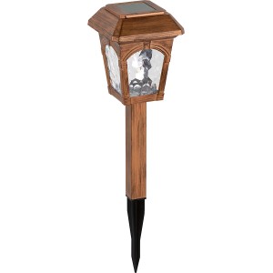 Kupferfarbener LED-Solarspieß im Vintage-Look mit Erdspieß für den Garten.