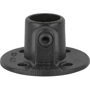 Fußplatte, rund, schwarz matt, für Stahlrohr (Ø 2,7 cm) zum Möbelbau.