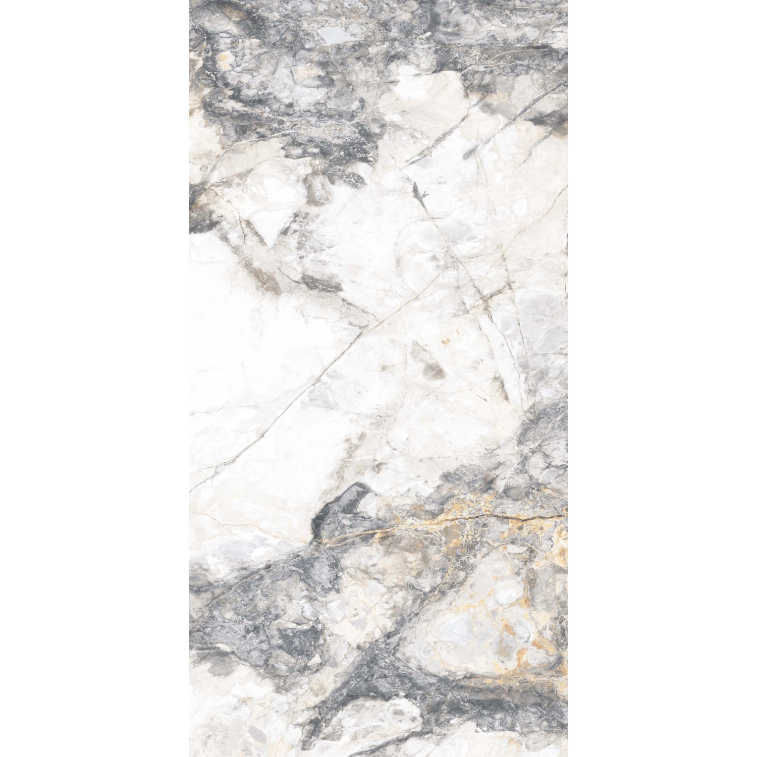 United Tile Bodenfliese Marble Riva Gold Feinsteinzeug, weiß-grau mit goldener Marmor-Optik, glasiert und poliert, 60x120 cm.