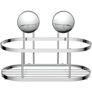 Eisl Duschablage aus Edelstahl, ohne Bohren, mit zwei Ablageflächen und verchromten Wandhalterungen.