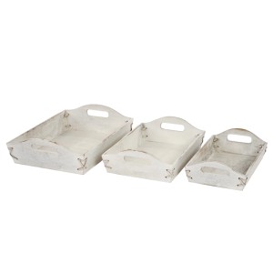 MCW 3er Set Tablett C50 Shabby-Look Vintage Weiß Shabby