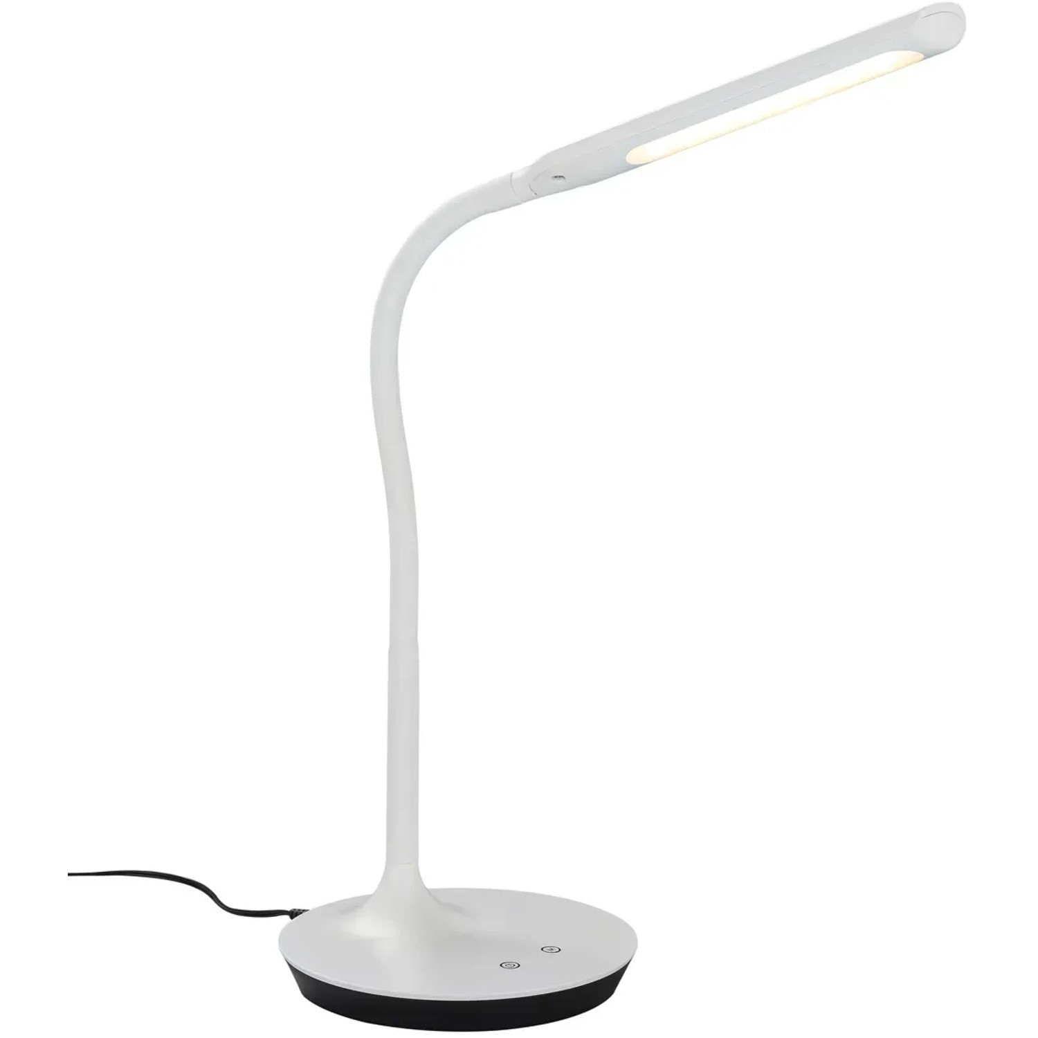 Weiße Trio LED-Touch-Tischleuchte Polo aus Kunststoff, schlankes Design für den Schreibtisch.