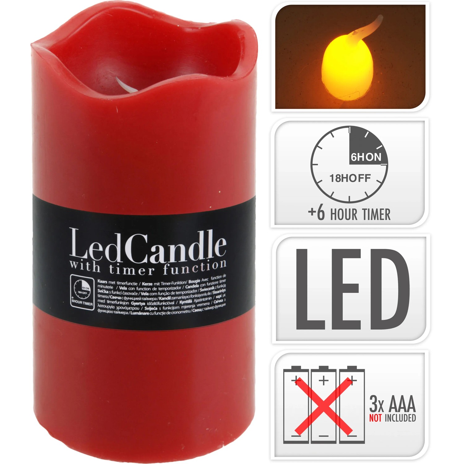 LED Kerze Integrierter Timer Flackernd Rot 20 cm x 10 cm x 10 cm kaufen bei OBI