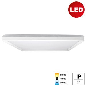 Weiße E2 Elektro LED Wand- und Deckenleuchte Q420 mit CCT und IP54 Schutz.