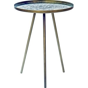 Kayoom Beistelltisch Sono Antik Glas, runder Tisch mit Metallgestell, 52x39cm.