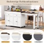 okwish Kücheninsel mit Ausziehfunktion Rollen Schubladen 112-180.5x45x92.2cm Weiß Braun_8