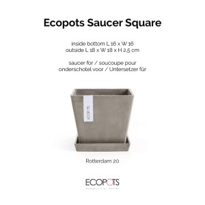 Ecopots Untersetzer quadratisch Braungrau 18 cm