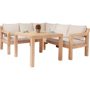 Lounge-Set mit Esstisch Morenci 4-teilig aus Akazienholz FSC®
