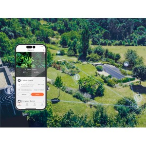 Gardena Smart Gateway mit Smartphone-App zur Steuerung des Gartens.