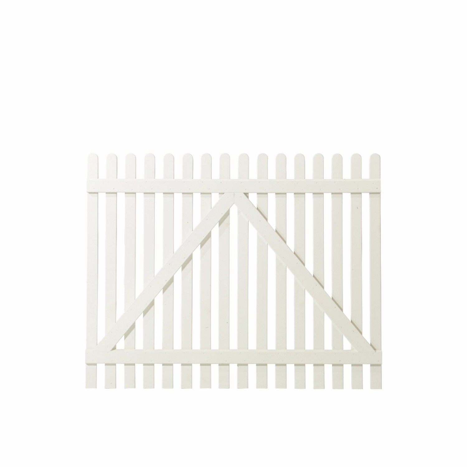 Weißes Doppeltor im Retro-Stil aus Nadelholz, 300x120 cm, für Gartenzufahrten.