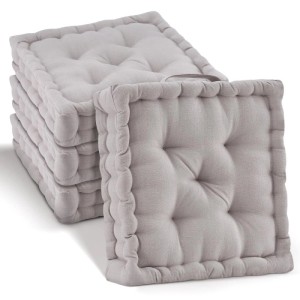 4er-Set Beautissu Mila Stuhlkissen 50x50cm in Taupe. Bequeme Sitzkissen für Stühle und Gartenmöbel.