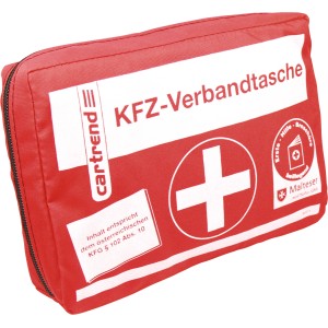 Rote Cartrend Erste-Hilfe-Verbandtasche für Auto & Motorrad, entspricht KFG § 102 Abs. 10.