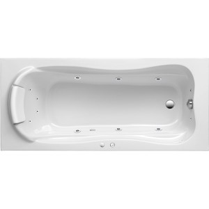Weißer Ottofond Whirlpool Jamaica Komfort 170x80 cm, Aufsicht. Whirlpool-Badewanne mit Düsen.