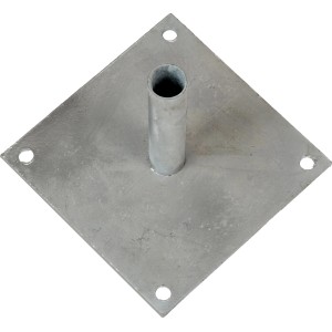 Bodenplatte für Einstabmattenzaun zu Pfosten Feuerverzinkt Ø 34 mm 20 cm x 20 cm