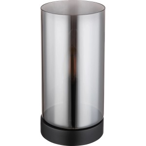 Globo Tischleuchte Olly, Ø 11cm, Metall schwarz matt, Rauchglas. Design-Tischlampe für Wohnraum.