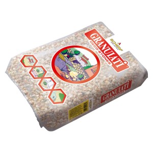 Sack Marmorsplitt Creme-Weiß, 8-12 mm, 25 kg, Zierkies für Gartenwege und Flächen.