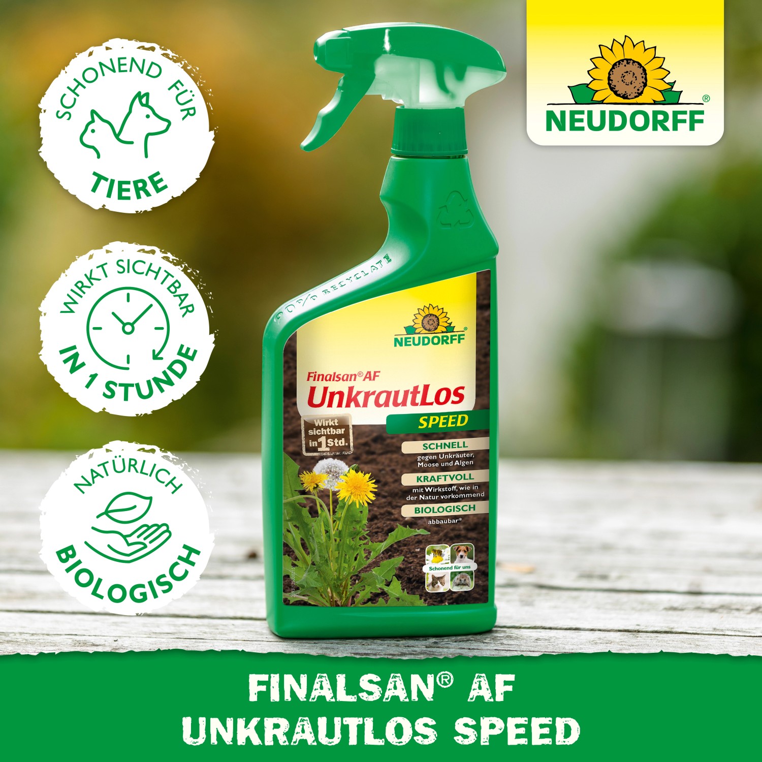 Neudorff Finalsan AF Unkrautlos Speed 1 l: Sprühflasche zur Unkrautbekämpfung im Beet.