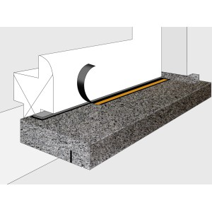 Wigasil Laibungsdichtprofil 8 cm für Fensterbank aus Granit, Detailansicht.