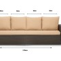 Beiges 3-Sitzer Gartensofa mit Kissen Setgarden Mix-Techno 170x60x50 cm für Polyrattan Möbel.