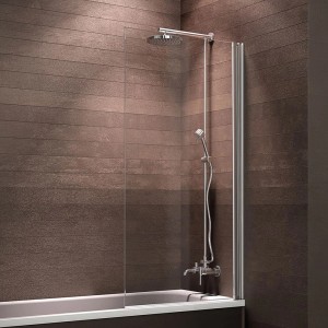 Schulte Badewannenfaltwand Komfort, 1-teilig, 69,5x130 cm, Alu-Natur, ohne Bohren.