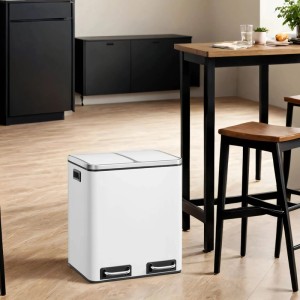 Songmics Mülleimer Pary 2 Fächer x 15 l Weiß