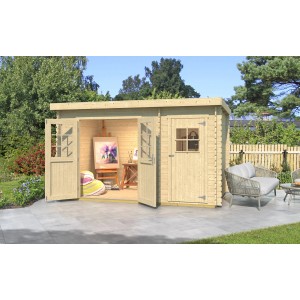 Weka Holz-Gartenhaus Brixen mit Flachdach Natur B x T: 370 cm x 200 cm