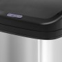 Elektrischer HOMCOM Mülleimer aus Edelstahl mit schwarzem Sensor-Deckel und Bedienfeld.