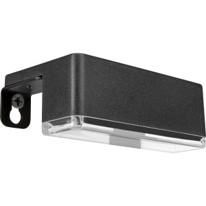 Schwarze LED Solar-Wandleuchte im 2er-Set, 9,5x3,5x6 cm, für die Wandmontage im Außenbereich.