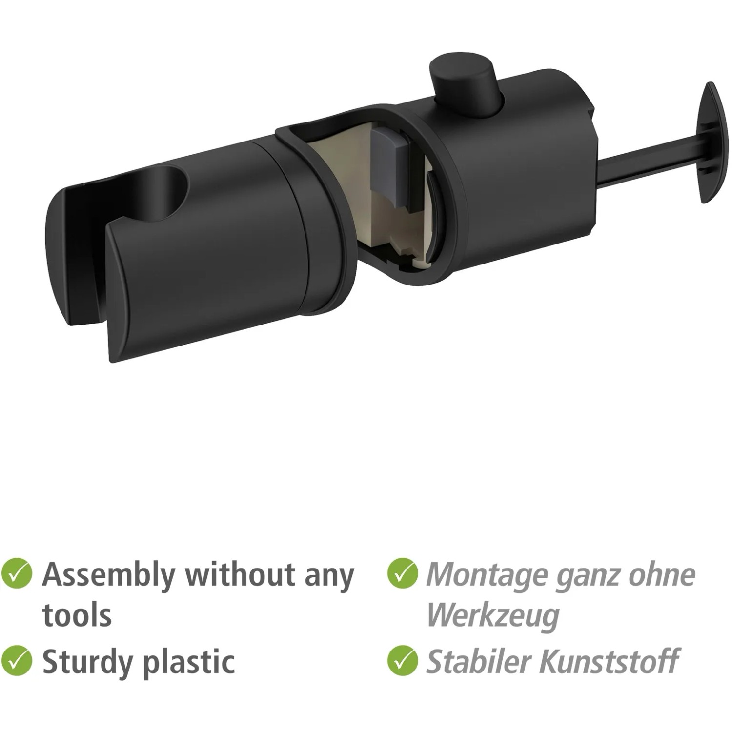 Wenko Brausegleiter Libertà Schwarz für Duschstangen, aus Kunststoff.