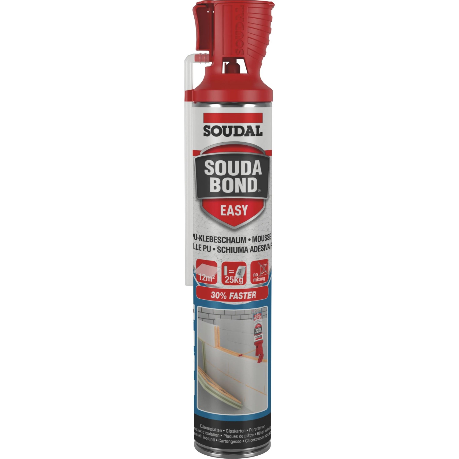 Soudal Klebeschaum Soudabond Easy B1, 750ml Dose mit Genius Gun Applikator.