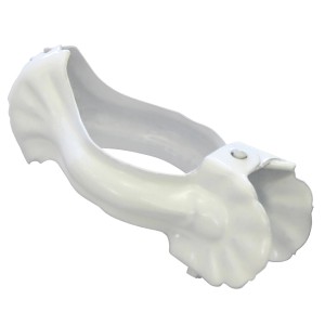 Weiße Gardinia Donauklammer Ø 16 mm für Vitragestangen, Detailansicht.