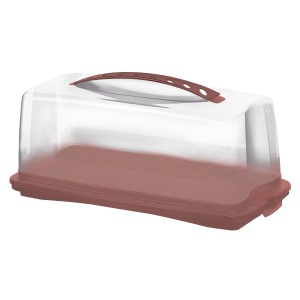 Rostroter Rotho Kuchenbehälter Fresh, 16,5x16,5x36cm, mit transparentem Deckel und Tragegriff.